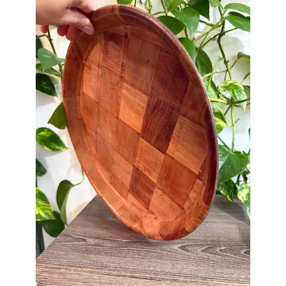 Vintage Wood Parquet Serving Tray